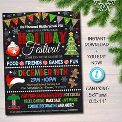 Spiffing Editable Holiday Festival Christmas Flyer Poster Printable