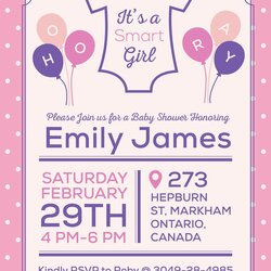 Matchless It Baby Girl Free Shower Invitation Card Design Template Invitations Unfolded Its