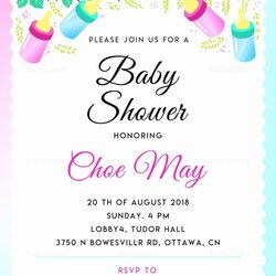 Preeminent Shower Baby Invitation Template Word Templates Sample Wording Sensational Picture