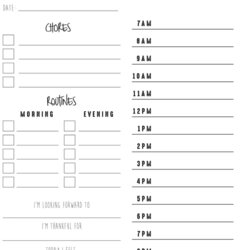 Worthy Printed Daily Schedule