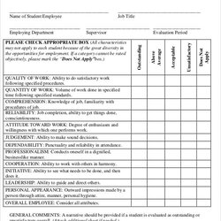 Peerless Employee Evaluation Template Word Sample And Example Student