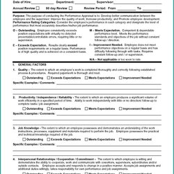 Free Employee Evaluation Form Resume Examples Template Word