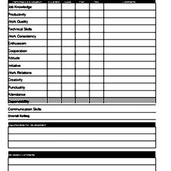 Employee Evaluation Form Printable Performance
