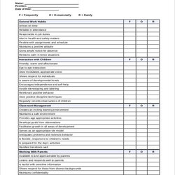 Exceptional Free Employee Evaluation Forms Printable Child Care Performance