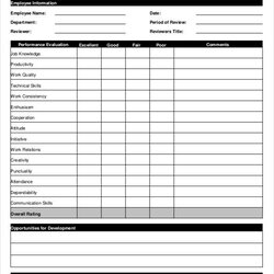 Superb Employee Evaluation Form Free Forms In