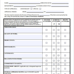 Employee Evaluation Form Template Sample Templates Images Staff Performance