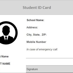 Splendid Student Id Card Template Free Printable Documents Word Excel Editable Identification Blank
