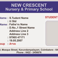 Eminent Id Card Coimbatore Elementary School Student Template Sample Templates Nursery