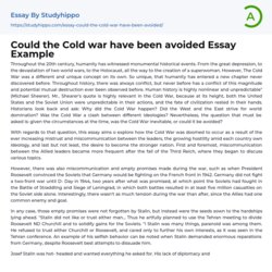 Superlative Could The Cold War Have Been Avoided Essay Example