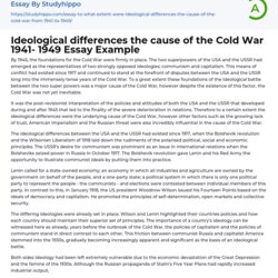 Exceptional Ideological Differences The Cause Of Cold War Essay To What Extent Were From