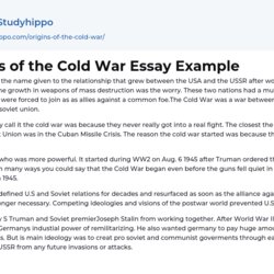 Admirable Origins Of The Cold War Essay Example