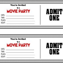 Outstanding Raffle Movie Ticket Templates Invitations Party Printable Birthday Invitation Template Tickets