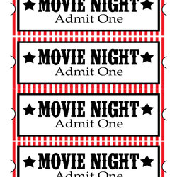 Very Good Printable Movie Ticket Best Tickets Template Night Popcorn Designs Christmas