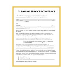 Preeminent Free Cleaning Service Client Contract Template Printable Forms