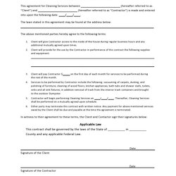 Printable Cleaning Contract Templates Free Template