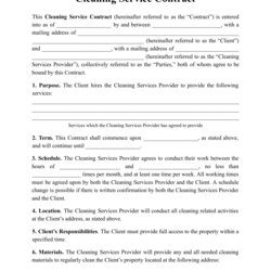 Spiffing Cleaning Service Contract Template Fill Out Sign Online And Download Page Thumb