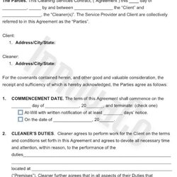 Cool Cleaning Services Contract Agreement