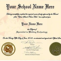 Wizard High School Diploma Template With Seal Printable Templates Certificate Welding Fake Certificates Blank
