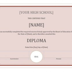 Tremendous High School Diploma Template Seal Certificate Imposing