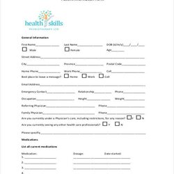 Very Good Free Sample Patient Information Forms In Ms Word Form