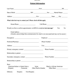 Patient Information Form Forms Print Use Online Complete New