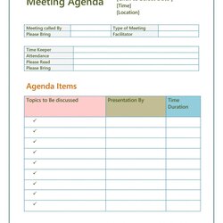 Meeting Agenda Template Word Free For Excel Editable Meetings Dreaded
