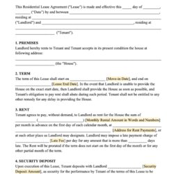 Residential Lease Agreement Template Free Printable Documents