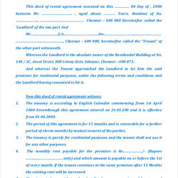 Wonderful Free Agreement Format Samples In Ms Word Rental House Sample Template Templates
