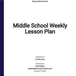 Champion Middle School Lesson Plan Templates Free Download Template Weekly