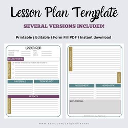 Lesson Plan Template For Teachers Editable Instant Digital