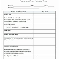High Quality Middle School Lesson Plan Template Best Of Mon Core