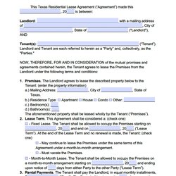 Eminent Free Texas Standard Residential Lease Agreement Template Word Version