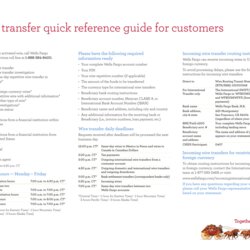 Worthy Wire Transfer Quick Reference Guide For Customers Wells Fargo