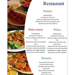 Cool Free Printable Restaurant Menu Templates Of