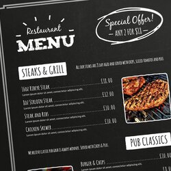 Free Simple Menu Templates For Restaurants Cafes And Parties Chalkboard Excel Publisher Grill Promotional