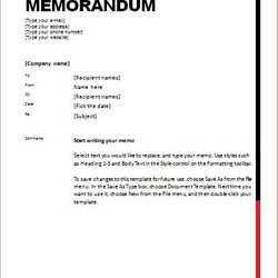 Free Editable Memo Templates For Ms Word Excel Memorandum Template
