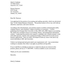 Worthy Sample Cover Letter In Word And Formats Graduate
