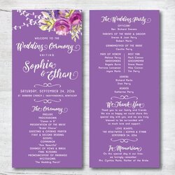 Superb Free Printable Wedding Program Templates Word Attractive Template