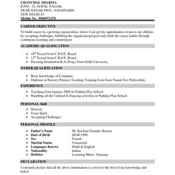 Splendid Resume Template India Is Any Ten Ways You Teachers Hindi Resumes Vitae Curriculum Samples Basic Free