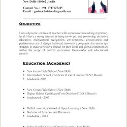 The Highest Quality Fresher Resume Format Download In Ms Word For Teacher