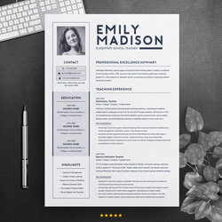 Spiffing Teacher Resume Template For Ms Word Simple Editable Resumes Emily Inventor Collier Milan Free Design
