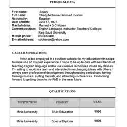 Magnificent Primary Teacher Resume Format Templates At