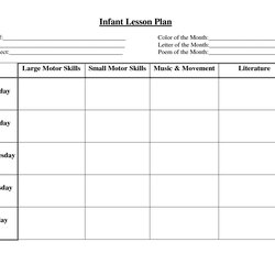 Infant Lesson Plan Plans Printable Template Blank Preschool Sheets Toddler Daily Form Report Templates