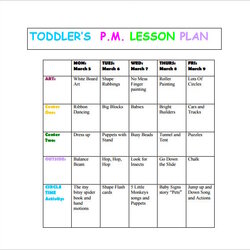Toddler Lesson Plan Templates Word Excel Plans Template Toddlers Weekly Infant Sample Curriculum Printable