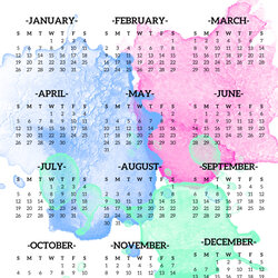 Great Calendar Printable One Page Paper Trail Design Year Glance Template Watercolor Calendars Within Plain