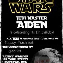 Party Invitations Kids Birthday Themes Star Wars Ideas