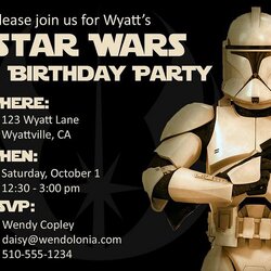 Superior Star Wars Birthday Party Invitations Wendy Invite Wording Darth Vader Copley