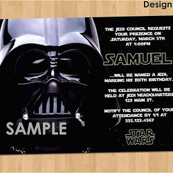 High Quality Star Wars Party Invites Template Elegant Birthday Invitations Invitation Jedi Vader Darth