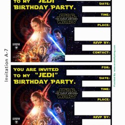 Marvelous Star Wars Birthday Invitation Template Cards Design Templates Printable Party Invitations Force