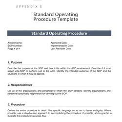 Sublime Standard Operating Procedure Template Procedures Excellent Example Word Incredible Format Templates